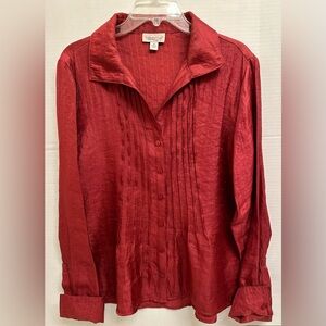 Coldwater Creek Long Sleeve Burgundy Blouse Holidays Size M